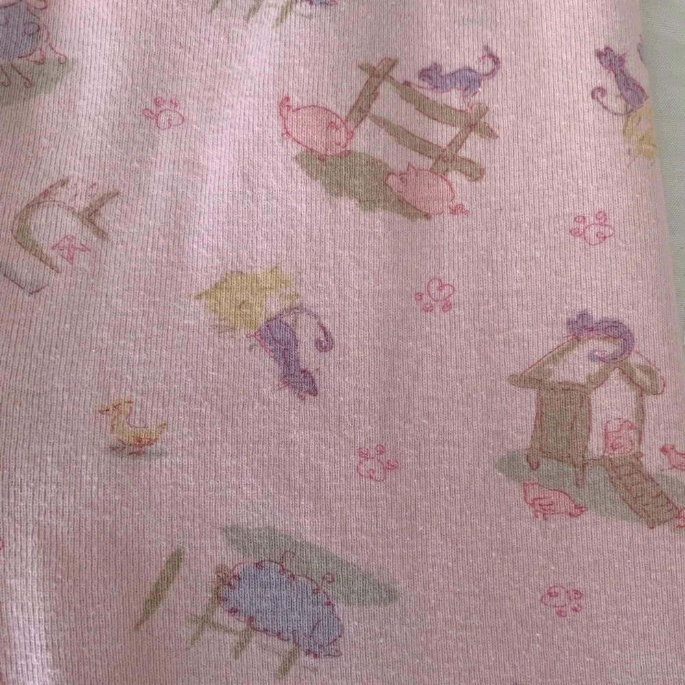 Vintage OshKosh Farmyard Pajama Bottoms Girls Size 24M Pink Snug Fitting Pants